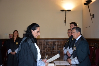 La magistrada María del Carmen Pérez Sibón durante la toma de posesión de su cargo